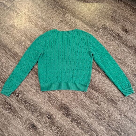 Ralph Lauren Green Cotton Cable Sweater - Picture 8 of 8